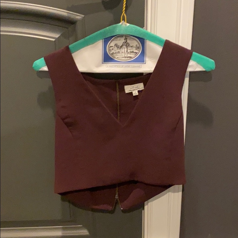 Maroon crop top with zipper down the back